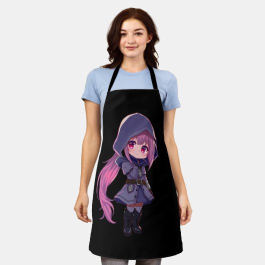 Mystical Chibi Apron – Cute Anime Style for Fantas Schort (Gedragen)