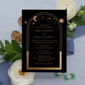 Mystical Chic Black Gold Star Moon Astronomie Spac Kaart