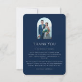 Mystical Chic Blue Silver Star Moon Photo Weddensc Bedankkaart (Achterkant)