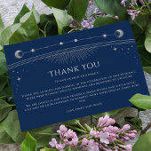 Mystical Chic Blue Silver Star Moon Photo Weddensc Bedankkaart