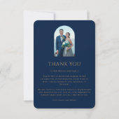 Mystical Chic Blue Star Moon Photo Weddenschap Bedankkaart (Achterkant)