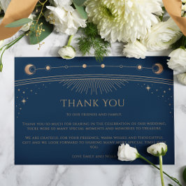 Mystical Chic Blue Star Moon Photo Weddenschap Bedankkaart