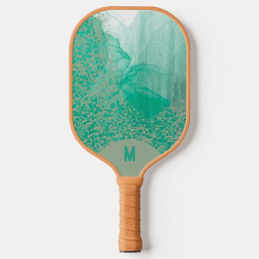 Mystical Chic Layered Jade Teal Green Pickleball Paddle (Voorkant)