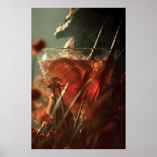 Mystical Citrus Cocktail – Dark Botanical Art Prin Poster (Voorkant)