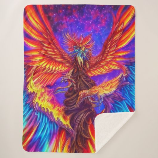 Mystical Colorful Phoenix Sherpa Blanket Deken (Voorkant)