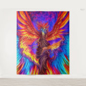 Mystical Colorful Phoenix Tapestry Wandkleed (Voorkant)