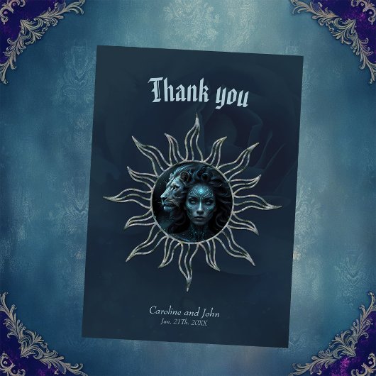 Mystical connection,  mystical woman and the lion. bedankkaart