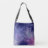 *~* Mystical Cosmic Celestial Feathers Night Blue Crossbody Tas (Achterkant)