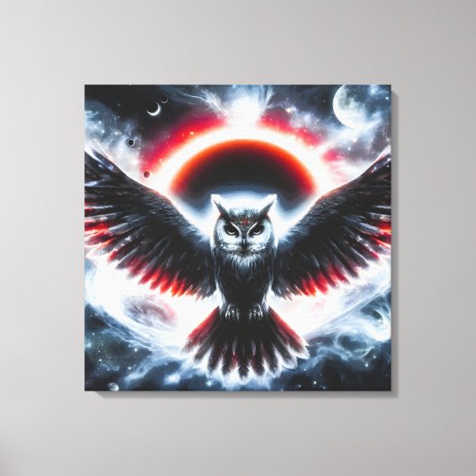 Mystical Cosmic Celestial Owl Canvas Afdruk (Voorkant)