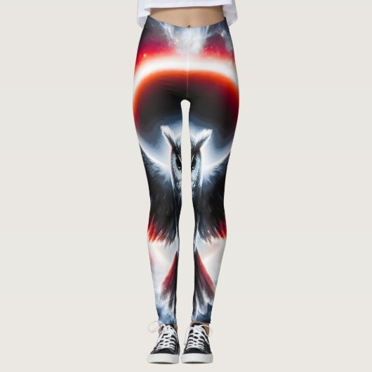 Mystical Cosmic Celestial Owl Leggings (Voorkant)