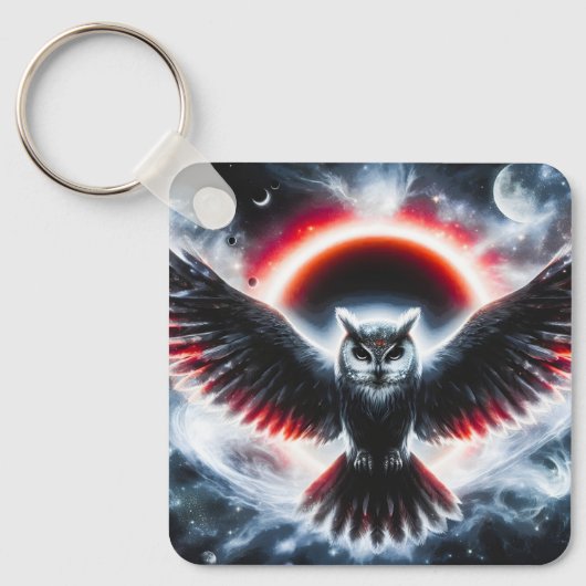 Mystical Cosmic Celestial Owl Sleutelhanger (Voorkant)