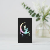 Mystical Crescent Moon Wicca Pastel Gothic Cat Visitekaartje (Staand voorkant)