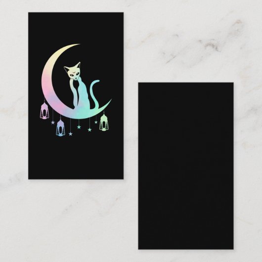 Mystical Crescent Moon Wicca Pastel Gothic Cat Visitekaartje (Voorkant / Achterkant)