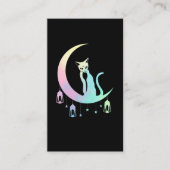 Mystical Crescent Moon Wicca Pastel Gothic Cat Visitekaartje (Voorkant)