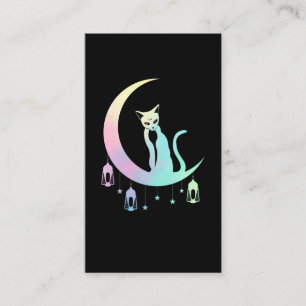 Mystical Crescent Moon Wicca Pastel Gothic Cat Visitekaartje