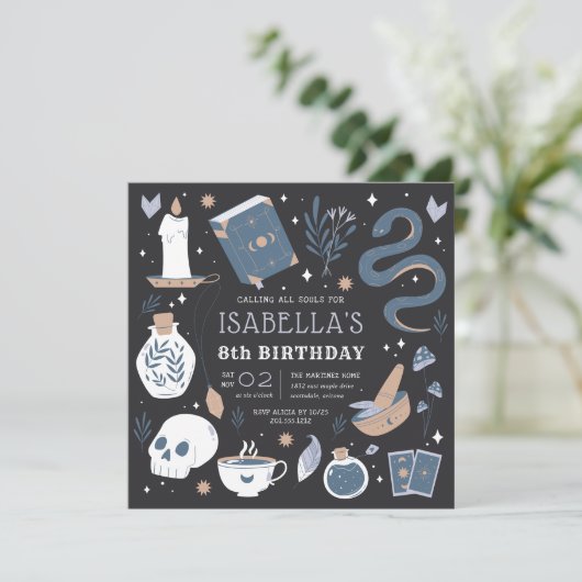 Mystical Crystal Fortune Teller Birthday Party Kaart (Staand voorkant)