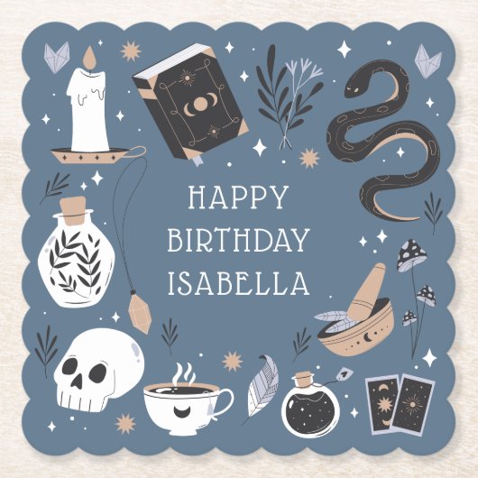 Mystical Crystal Fortune Teller Birthday Party Kartonnen Onderzetters (Voorkant)