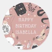 Mystical Crystal Fortune Teller Birthday Party Ronde Sticker (Voorkant)