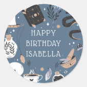 Mystical Crystal Fortune Teller Birthday Party Ronde Sticker (Voorkant)