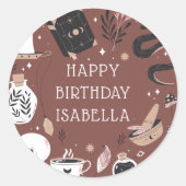 Mystical Crystal Fortune Teller Birthday Party Ronde Sticker (Voorkant)
