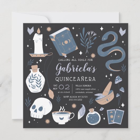Mystical Crystal Fortune Teller Quinceanera Kaart (Voorkant)