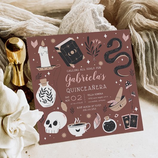 Mystical Crystal Fortune Teller Quinceanera Kaart