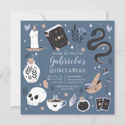 Mystical Crystal Fortune Teller Quinceanera Kaart (Voorkant)