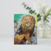 Mystical Crystal Lion Painting "New Worlds" Briefkaart (Staand voorkant)