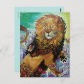 Mystical Crystal Lion Painting "New Worlds" Briefkaart (Voorkant / Achterkant)