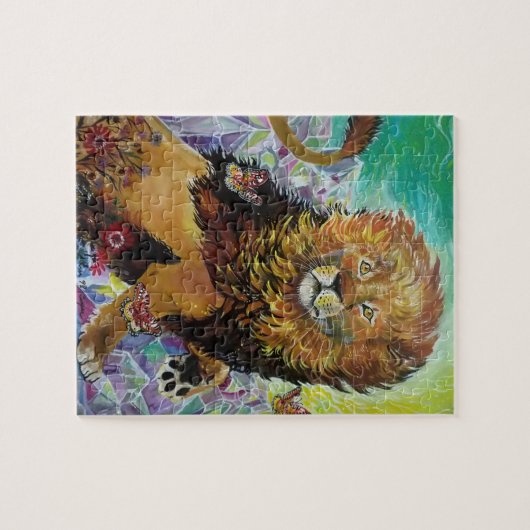 Mystical Crystal Lion Painting "New Worlds" Jigsa Legpuzzel (Horizontaal)