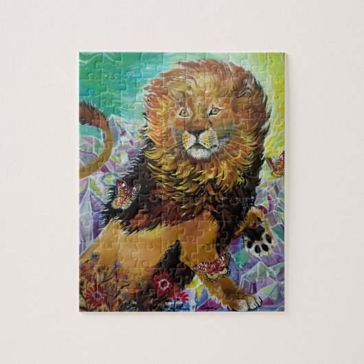 Mystical Crystal Lion Painting "New Worlds" Jigsa Legpuzzel (Verticaal)