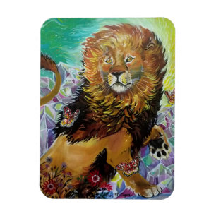 Mystical Crystal Lion Painting "New Worlds" Magneet