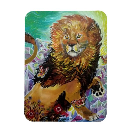 Mystical Crystal Lion Painting "New Worlds" Magneet (Verticaal)