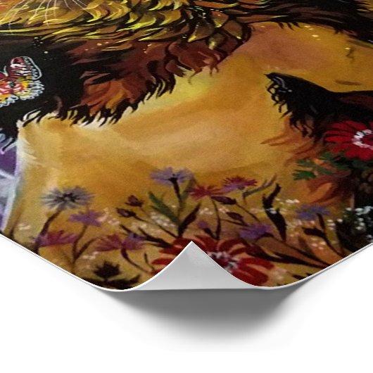 Mystical Crystal Lion Painting "New Worlds" Poster (Hoek)