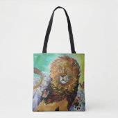 Mystical Crystal Lion Painting "New Worlds" Tote Bag (Voorkant)