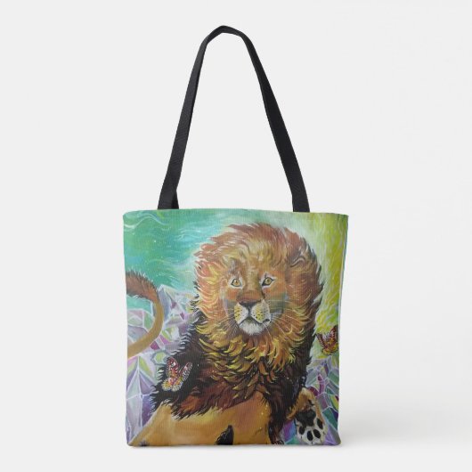 Mystical Crystal Lion Painting "New Worlds" Tote Bag (Achterkant)