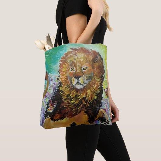 Mystical Crystal Lion Painting "New Worlds" Tote Bag (Dichtbij)