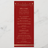 Mystical Dark Red Gold Sun Star Moon Astronomie Programmakaart (Voorkant)