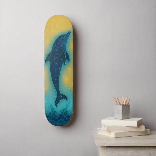 Mystical Dolphin Retro Colors Wall Art Skateboard (Muurkunst)