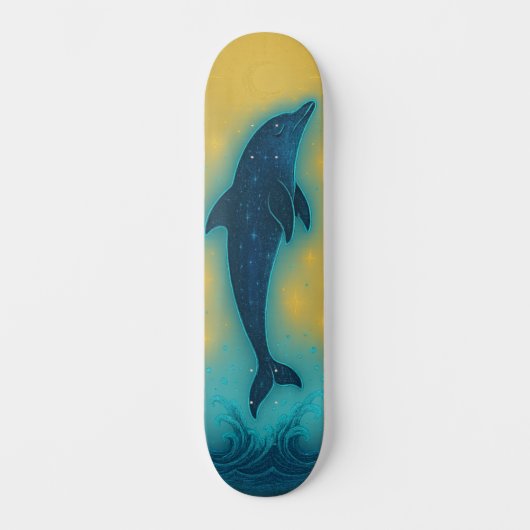 Mystical Dolphin Retro Colors Wall Art Skateboard (Voorkant)