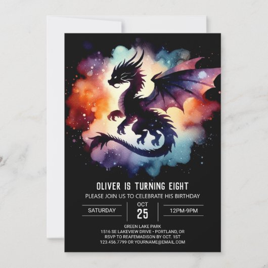 Mystical Dragon Birthday bewerkbaar Kaart (Voorkant)