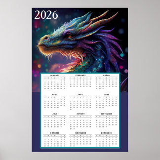 Mystical Dragon Fantasy Calendar 2026  Poster