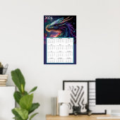 Mystical Dragon Fantasy Kalender 2026 Poster (Thuiskantoor)