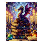 Mystical Dragon Wizard Boeken Perfect Poster (Voorkant)