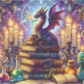 Mystical Dragon Wizard Boeken Sticker (Voorkant)