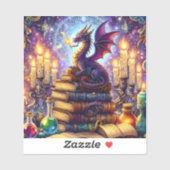 Mystical Dragon Wizard Boeken Sticker (Vel)