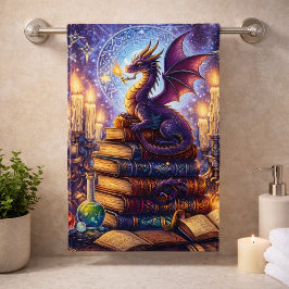 Mystical Dragon Wizard Books Bad Handdoek