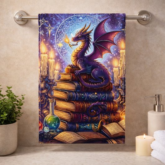 Mystical Dragon Wizard Books Bad Handdoek