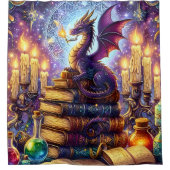 Mystical Dragon Wizard Books Douchegordijn (Voorkant)