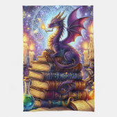Mystical Dragon Wizard Books Theedoek (Verticaal)